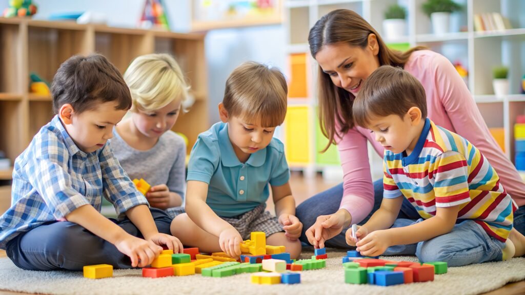 joyful group children smiling together ideal educational social development themes