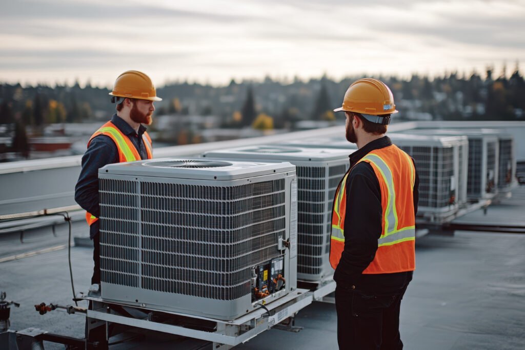 Professional HVAC Technicians Performing System Diagnostics